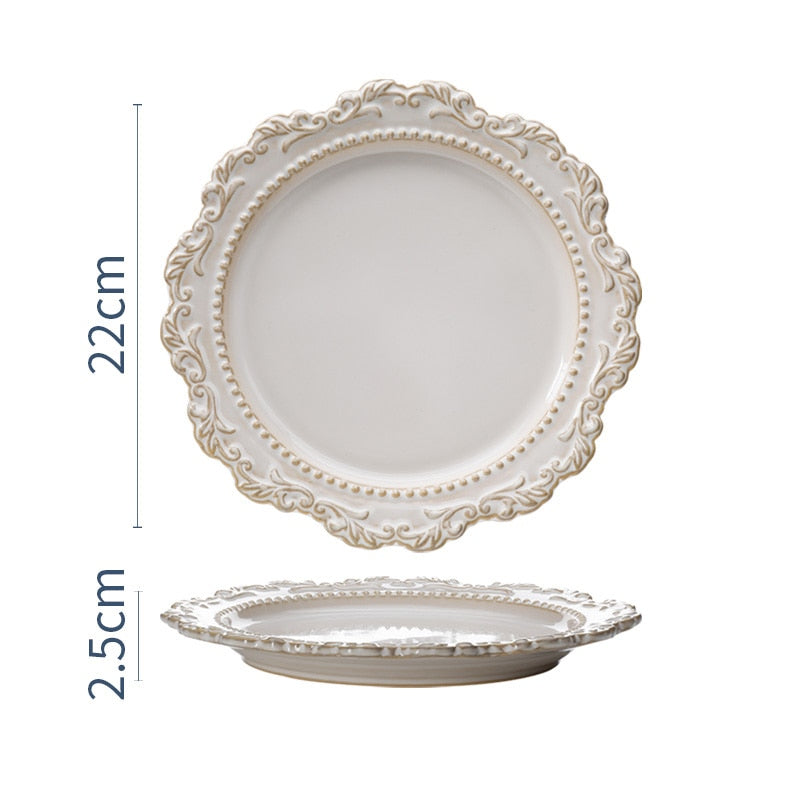 Skandishop Baroque Vintage Ceramic Dinner Plate
